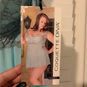 Plus size Light Blue Lace Babydoll